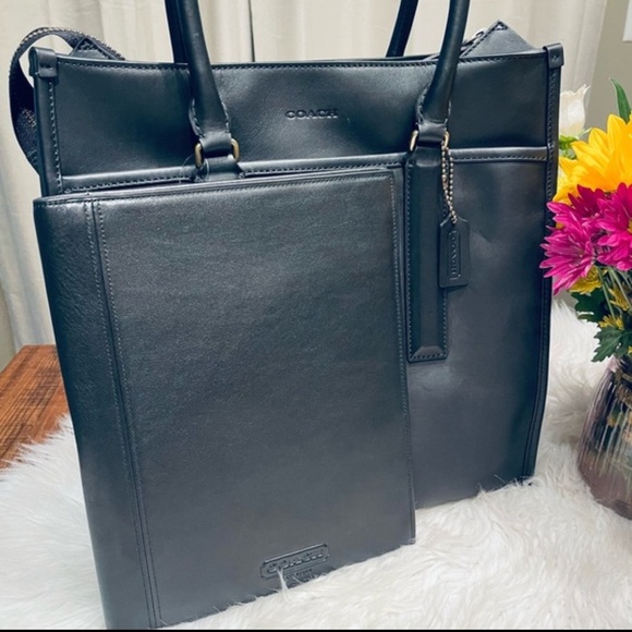 NWT! Coach Legacy Black Leather Unisex Laptop Tote - Picture 5 of 7